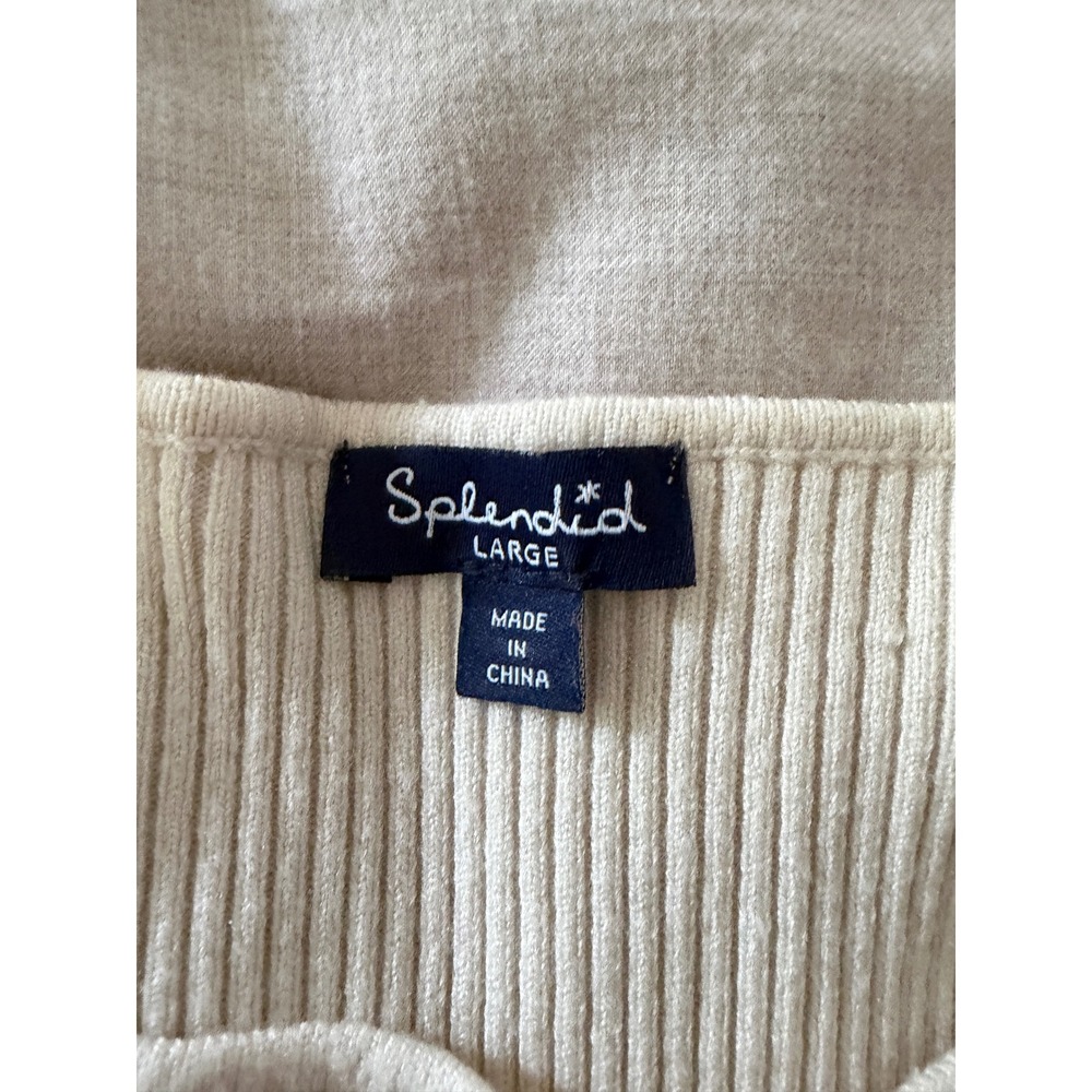 Splendid Womens Ribbed Knit Square Neck Tank Top Cream RF2W97X Large - Picture 3 of 6